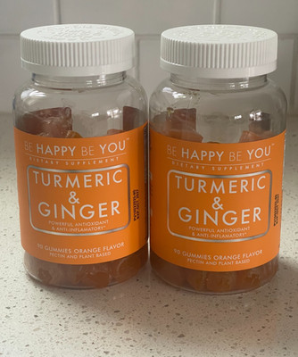 2 X Be Happy Be You Turmeric & Ginger Antioxidant, Anti-Inflammatory, 90 Gummies