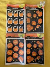 4 NEW Packs Vintage NOS HALLMARK Halloween Stickers 4 Sheets Per Pack