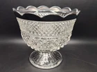 Vintage Anchor Hocking Wexford Crystal Platinum Trim Centerpiece Bowl 7.25"H 8"W