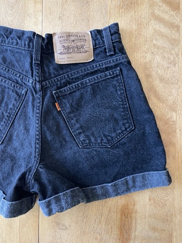 Levis Vintage 954 Shorts Women's 7 Orange Tab Jean Black Denim Cuffed High Rise - Picture 5 of 18