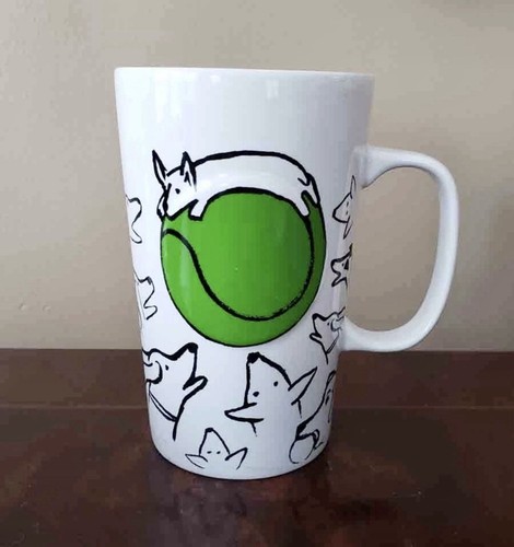 2015 Starbucks Doodle Dogs Fetching Green Tennis Ball Ceramic Coffee Mug 16 Oz