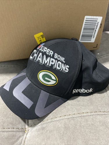 Reebok Green Bay Packers Fitted SUPER BOWL XLV CHAMPIONS HAT Cap - Picture 2 of 3
