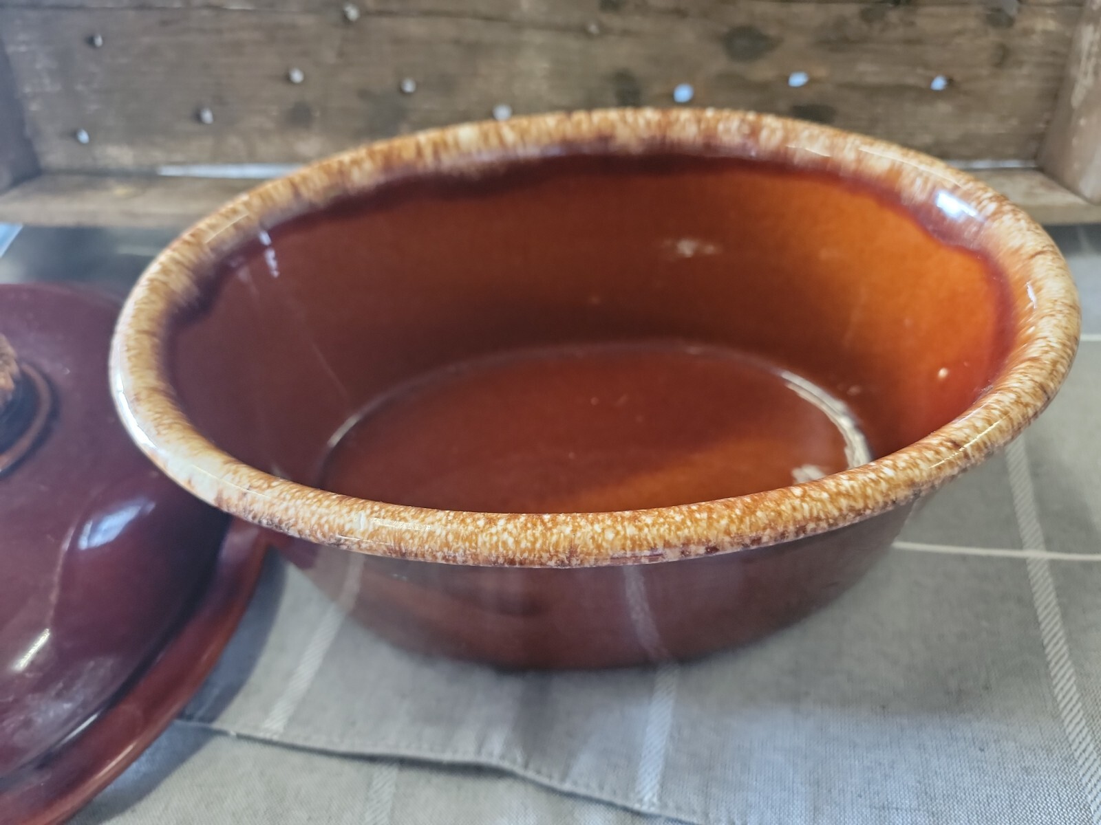 Vintage Hull Brown Drip Glaze Pottery Oven Proof USA Rectangle