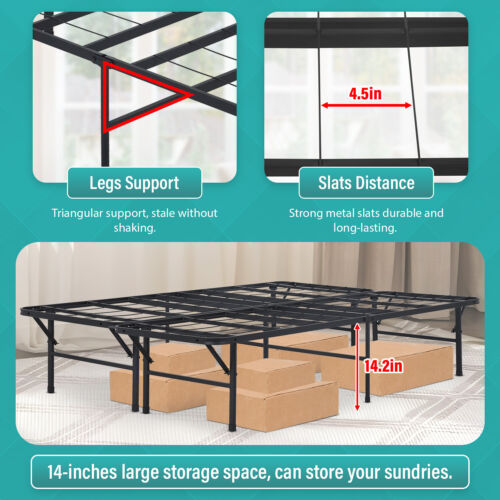 Bed Frame Metal Platform Bed Frame Mattress Foundation Box Spring Replacement - Picture 26 of 29