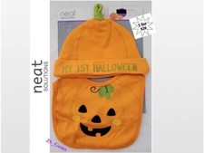 New Baby Orange Pumpkin Halloween Bib Hat Set Neat Solutions