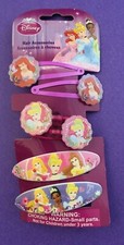 Disney Princess 6 Hair Accessories 2 Clips 2 Ponytail Holders 2 Barrettes