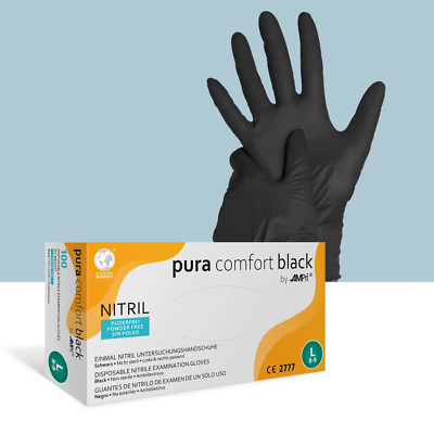 Pura Comfort Black Einweg Nitril-Untersuchungshandschuhe Schwarz XS,S,M,L,XL