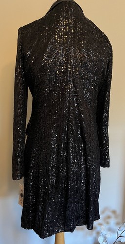 Nanette Lepore Long Black Sequin Jacket Size 10 - Picture 5 of 8