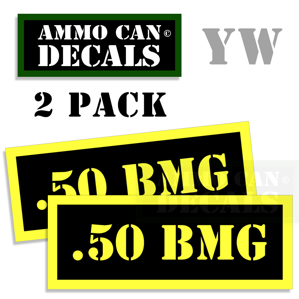 Lot De Stickers Vinyle '50 BMG Ammo Box' - 4 Autocollants (2x 1x2" Et 2x 2x4"), Design Novelty