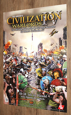 Sid Meier's Civilization IV  Warlords rare Promo Poster 84x59.5cm 