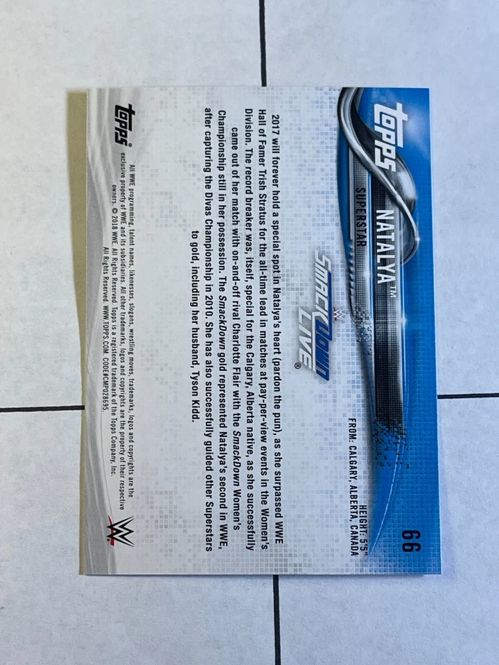 Natalya 2018 Topps WWE Bronze Parallel #66 SmackDown - Image 2 of 2