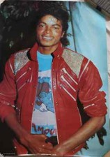 1984 Vintage Young Michael Jackson Poster Red Thriller Jacket