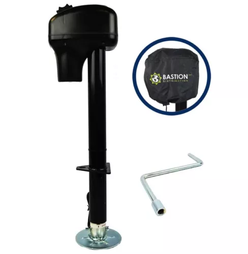 Electric Tongue Jack 3500lb Capacity Black RV Camper Trailer Power Jack w/ Cover