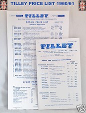 TILLEY LAMP PARTS SPARES PRICE LIST 1960/1961 LEAFLET