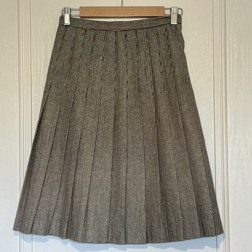 Vtg Skirt Herringbone Pleated Wool Evan Picone knee length Union Made US Size 10