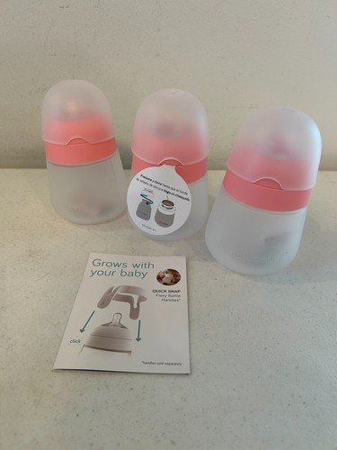 3 Nanobebe Anti-Colic Flexy Silicone Nipple / Teat Baby Bottles Pink - 9oz - 0M+ - Picture 2 of 9
