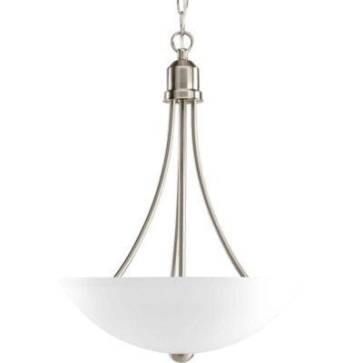 Gather 15 in. 2-Light Brushed Nickel Transitional Foyer Pendant Light by P.L.