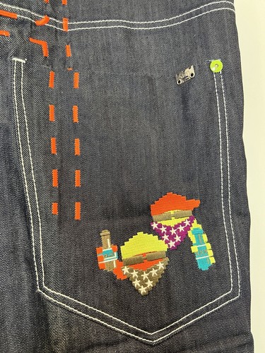 RGTN Mens Y2K VTG Denim Shorts Streetwear 44 x 13 Baggys Shorts Embroidered NEW - Picture 8 of 14