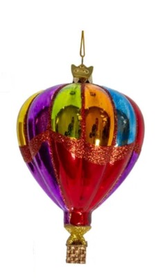 Kurt Adler Noble Gems #1142B Hot Air Balloon Glass Christmas Ornament