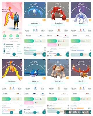 Pokemon Go Lv20| Shiny Moltres| Kyogre  Groudon Lugia Blacephalon Zapdos Hooh