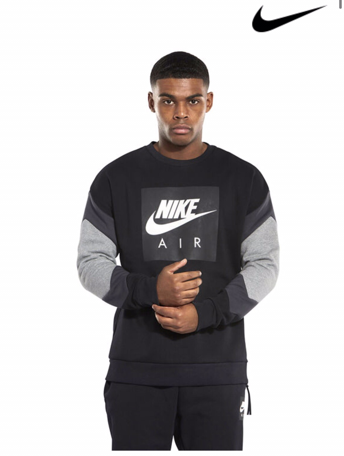 Men's Black NIKE AIR CREW Fleece Jumper 