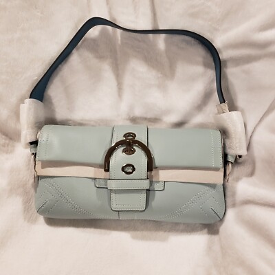 Coach Soho Vintage Y2K Buckle Shoulder Bag Baby Blue Leather