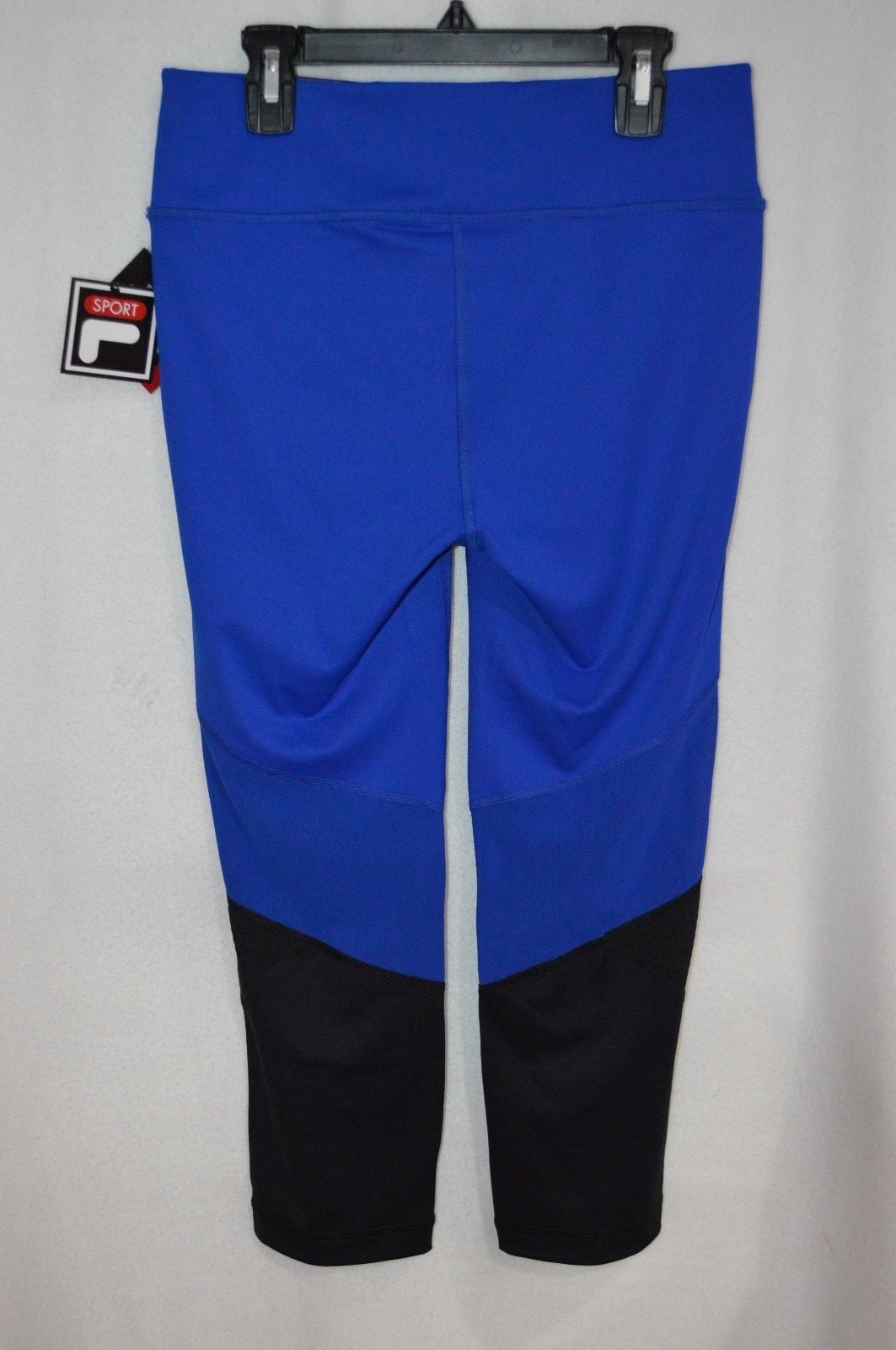 Leggings donna FILA SPORT Capri con inserto in rete cobalto nero Taglia S Nuovi con etichette