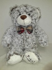 FAO Schwarz Bow Tie Teddy Bear Stuffed Animal Plush Curly Frosty Hair Brown 18"