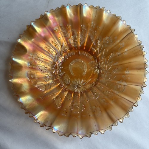 Antique Carnival Glass Good Luck Marigold Amethyst Northwood Edge Bowl VTG - Picture 2 of 14