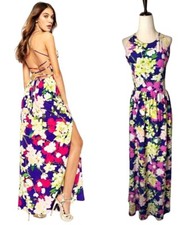 Yumi Kim Dress Women Large Silk Floral Summer Lovin Mulberry Orchard Lace Up