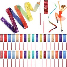 Yilloog 50 Pcs Ribbon Dancing Wands Party Favors, 78.7 Inch Artistic Gymnasti...