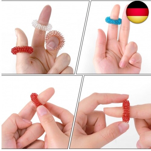 8 Stück Akupressur Ring Set, Massageringe für Finger Akupressurring, Massage R