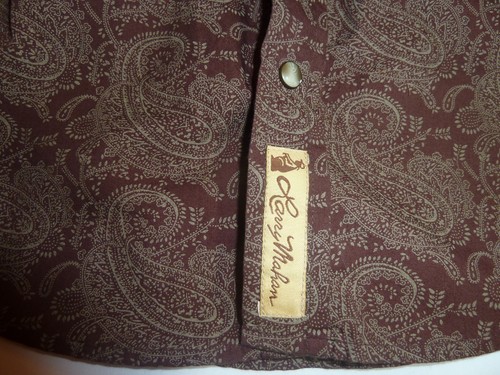 LARRY MAHAN Cowboy Collection Boy's Brown Shirt Long Sleeve Button Down Paisley - Picture 3 of 7