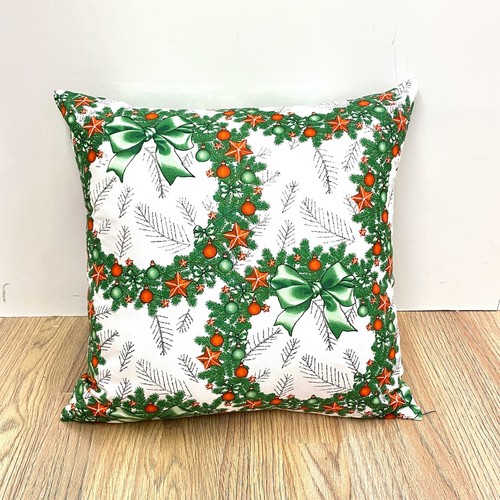 990.Christmas Wreath 100% Cotton Cushion Cover Various sizes - Picture 2 of 3