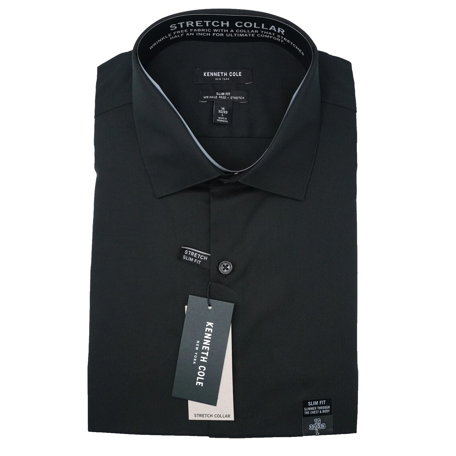 Camisas Sociais sólido Kenneth Cole Preto para Homens