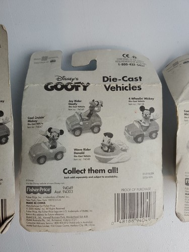 Disney Mickey Mouse, Donald, Goofy, Fisher Price Diecast Toy Vehicles Lot Of 3 - Picture 6 of 7