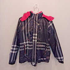 Free Country Girls Plaid Long Sleeve Full Zip Hooded Puffer Jacket Size X-Large