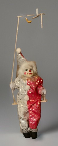 Vintage Clown Jester pupazzo su altalena decorazione da appendere alto 21 pollici Las Vegas - Foto 3 di 9