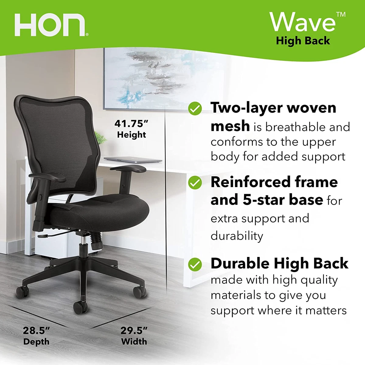 Wave Office Chair High Back Mesh Ergonomic Computer Desk Chair