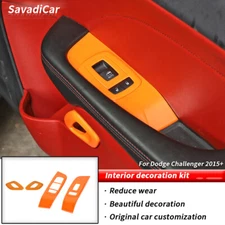 4pc Window Switch Panel & Door Handle Trim Cover for Dodge Challenger 15+ Orange