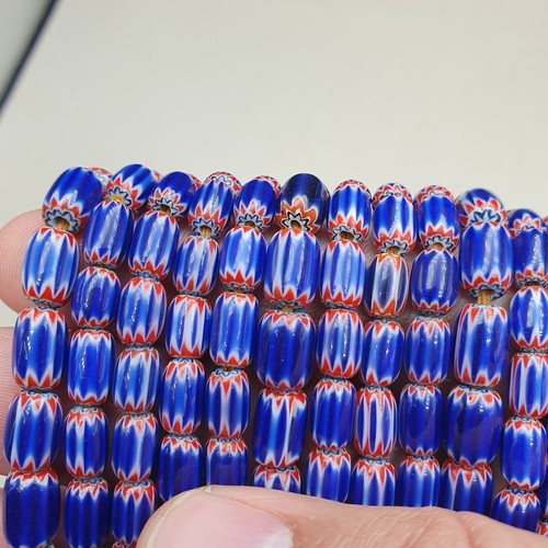 Tiny Blue Venetian Style Chevron Beaded Necklace - Picture 13 of 22