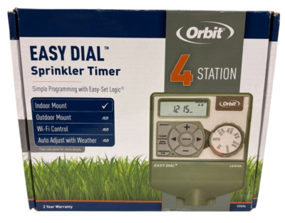 Orbit 4-Station Indoor w/ Easy Dial Digital LCD Irrigation Watering Timer 57594