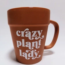 M Ware: "Crazy Plant Lady" Brown Glazed Terracotta Coffee Mug 4" Tall Gardener