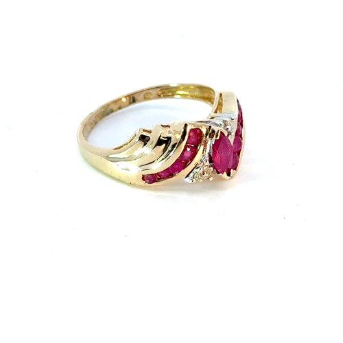 Red Stone Lady's Stone Ring 10K Yellow Gold 2.5g Size:6.75 (MI1070806) - Picture 9 of 14