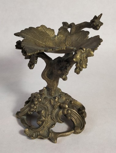 Antique Empty Pocket Bronze Grape Leaf Decorated Footed Vide Poche - Foto 2 di 16