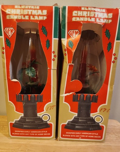 NIB. Vintage Mid Century Christmas Electric Candle Lamp Set of 2. New In Box. - Picture 2 of 7