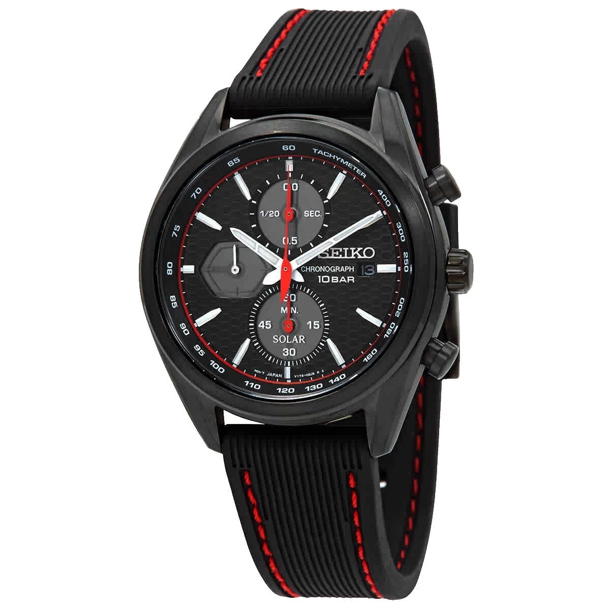 Seiko Stainless Steel Solar Rubber Band Wristwatches