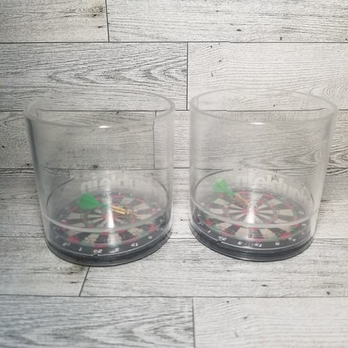 Vintage 70s Howw Mfg Acrylic Novelty Lowball Glasses DARTS DOUBLE IN - Picture 5 of 9