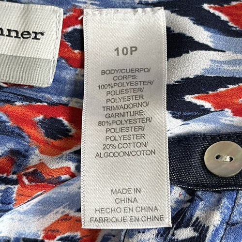 Alfred Dunner Button Up Top Size 10P Red Blue Mixed Print Lightweight - Picture 3 of 10