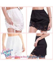 Illusion 1017 Women Premium Nylon Classic Half Slip Skirt With Lace Trim 18"